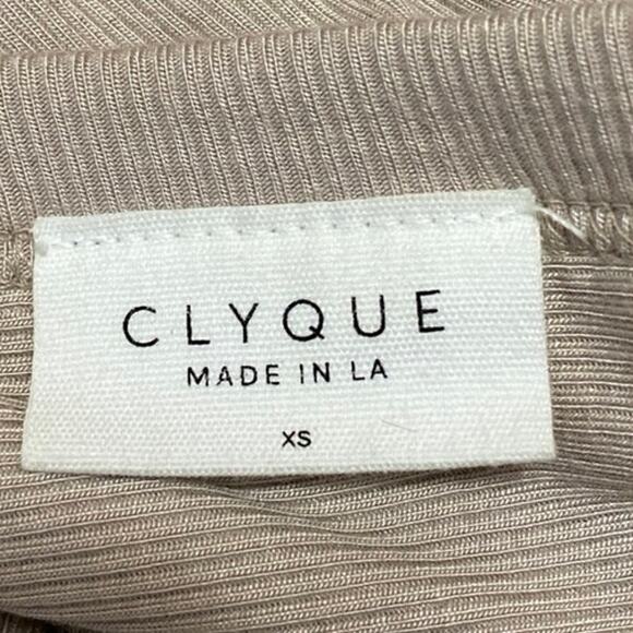 Clyque Beige Rib Knit Sleeveless Cami Camisole Mini Bodycon Tank Dress Size XS - Picture 3 of 4